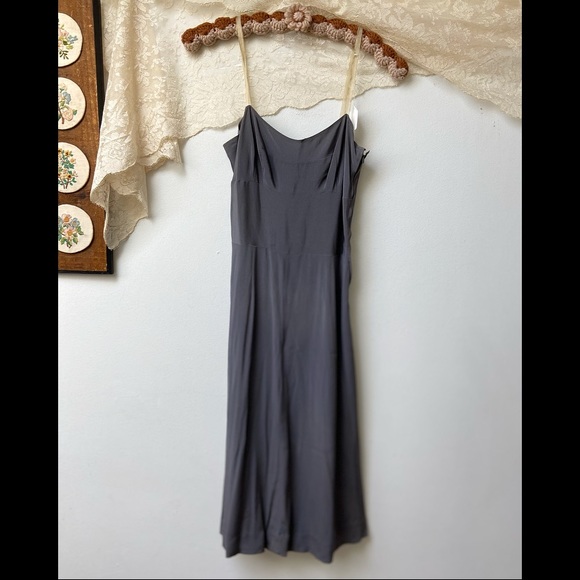 Vintage Dresses Hattie Carnegie 92s Grey Silk Slip Dress Poshmark